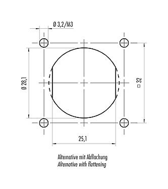 Assembly instructions / Panel cut-out 09 6492 200 05 - Bayonet Female panel mount connector, Contacts: 4+PE, unshielded, crimping (Crimp contacts must be ordered separately), IP68/IP69K, UL, VDE