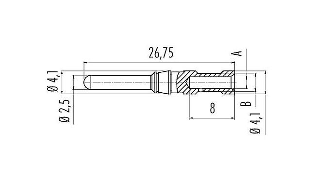 Scale drawing 61 0902 139 - Bayonet HEC - Pin contact; Series 696