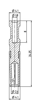 Scale drawing 61 0901 139 - Bayonet HEC - Socket contact; Series 696