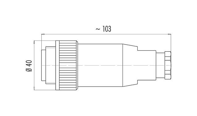 Dibujo a escala 99 0717 03 13 - RD30 Conector de cable macho, Número de contactos: 12+PE, 14,0-18,0 mm, sin blindaje, soldadura, IP65