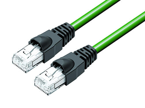 Illustration 77 9753 9753 14708-1000 - RJ45/RJ45 Connecting cable 2 RJ45 connector, Contacts: 8, shielded, crimping, IP20, Ethernet CAT6a, TPE, green, 4 x 2 x AWG 24, 10 m