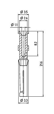 Scale drawing 61 0897 139 - RD24 / Bayonet HEC - Socket contact; Series 692/693/696