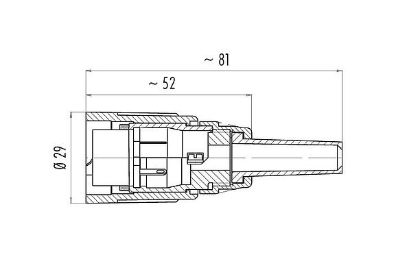 Dibujo a escala 09 0064 00 07 - Bayoneta Conector de cable hembra, Número de contactos: 7, 5,0-8,0 mm, blindable, soldadura, IP40