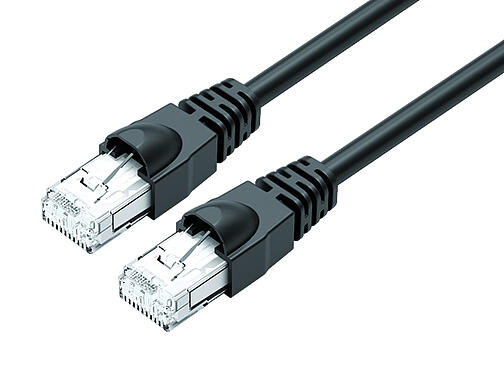Illustration 77 9753 9753 64708-0200 - RJ45/RJ45 Connecting cable 2 RJ45 connector, Contacts: 8, shielded, crimping, IP20, Ethernet CAT5e, TPE, black, 4 x 2 x AWG 24, 2 m