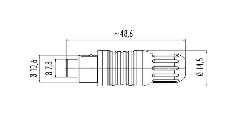 Dessin coté Push Pull Connecteur femelle, Contacts: 7, 3,5-5,0 mm, blindable, souder, IP67