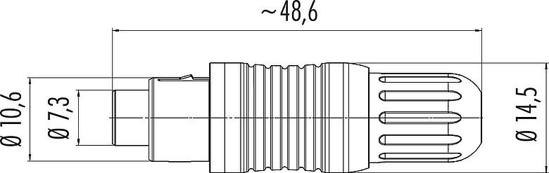 Scale drawing Push Pull Female cable connector, Contacts: 8, 3.5-5.0 mm, shieldable, solder, IP67