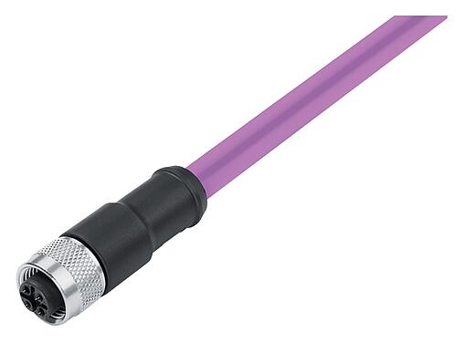 Illustration 77 4330 0000 60702-1000 - M12 Connecteur femelle, Contacts: 2, blindé, surmoulé sur le câble, IP67, UL, Profibus, PUR, violet, 2 x 0.25 mm², 10 m