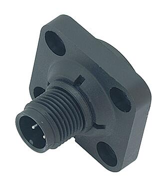 Ilustración M12 Conector de montaje en panel macho cuadrado, Número de contactos: 4, sin blindaje, soldadura, IP40, M3 (4x), Montaje frontal, Alineación de codificación posicionable