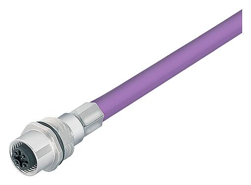 Illustration 70 4434 246 04 - M12 Embase femelle, Contacts: 2, blindé, assemblés avec câble, IP68, M16x1,5, Profibus, PUR, violet, 1 x 2 x 0,25 mm², 0,5 m