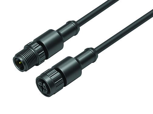Illustration 77 3420 3419 50003-0100 - M12/M12 Connecting cable male cable connector - female cable connector, Contacts: 3, unshielded, moulded on the cable, IP68, UL, PUR, black, 3 x 0.34 mm², 1 m