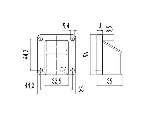 Scale drawing 16 0566 00 00 - RD24 - surface-mounted housing
