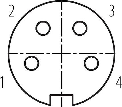 Contact arrangement (Plug-in side) M16 Female panel mount connector, Contacts: 4 (04-a), unshielded, solder, IP67, UL 2238, M18x0,75, Front mounting
