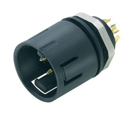 Illustration Snap-In Male panel mount connector, Contacts: 8, unshielded, solder, IP67, UL 2238, VDE, M12x1.0, Front mounting