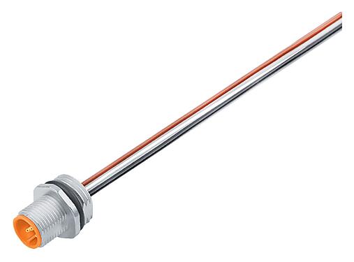 Illustration M12 Male panel mount connector, Contacts: 4, unshielded, single wires, IP68, UL 2238, M16x1.5, Front mounting