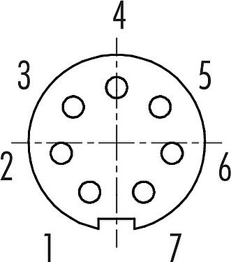 Disposition des contacts (Côté plug-in) Baïonnette Embase femelle, Contacts: 7, non blindé, souder, IP40, M10x0,75, Montage frontal