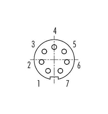 Contact arrangement (Plug-in side) Bayonet Female panel mount connector, Contacts: 7, unshielded, solder, IP40, M10x0.75, Front mounting