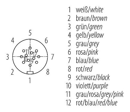 Disposición de los contactos (lado de la conexión) Snap-In Conector hembra en ángulo, Número de contactos: 12, 6,0-8,0 mm, sin blindaje, soldadura, IP67