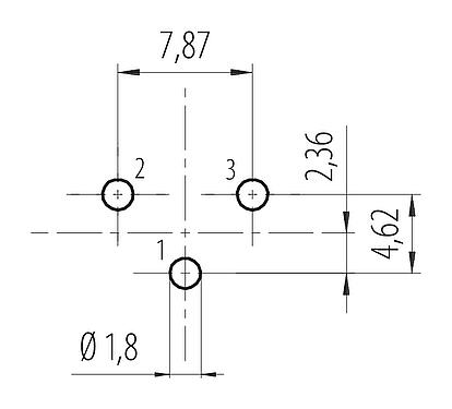 Disposition du conducteur 7/8" Embase mâle, Contacts: 2+PE, non blindé, THT, IP68, UL 2238, VDE, Montage frontal