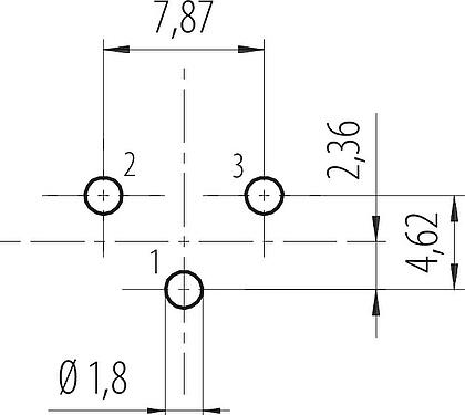 Disposition du conducteur 7/8" Embase mâle, Contacts: 2+PE, non blindé, THT, IP68, UL 2238, VDE, Montage frontal, coulé