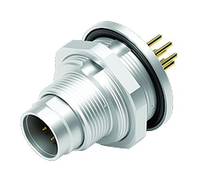 3D View 09 0427 90 08 - M9 IP67 Male panel mount connector, Contacts: 8, unshielded, THT, IP67, front fastened