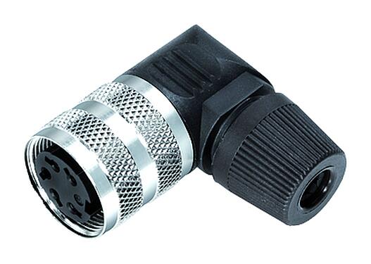 Illustration M16 Female angled connector, Contacts: 4 (04-a), 4.0-6.0 mm, unshielded, solder, IP40
