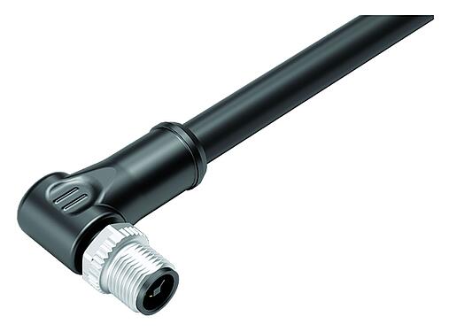 Illustration 77 0627 0000 50704-0500 - M12 Male angled connector, Contacts: 4, unshielded, moulded on the cable, IP68, PUR, black, 4 x 1.50 mm², 5 m