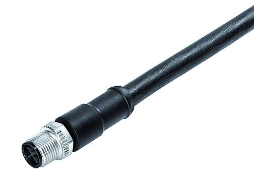 Ilustración 77 0689 0000 50703-0500 - M12 Conector de cable macho, Número de contactos: 2+PE, sin blindaje, moldeado en el cable, IP68, PUR, negro, 3 x 1,50 mm², 5 m