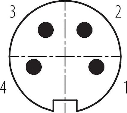 Disposición de los contactos (lado de la conexión) M16 Enchufe de brida, Número de contactos: 4 (04-a), sin blindaje, soldadura, IP67, UL 2238, M18x0,75, Montaje frontal