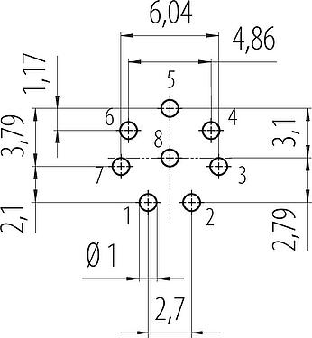 Disposición del conductor Snap-In Enchufe de brida, Número de contactos: 8, sin blindaje, THT, IP67, VDE, M12x1,0, Montaje frontal