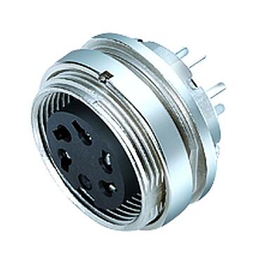 Illustration 09 0316 90 05 - M16 Female panel mount connector, Contacts: 5 (05-a), unshielded, THT, IP40, front fastened