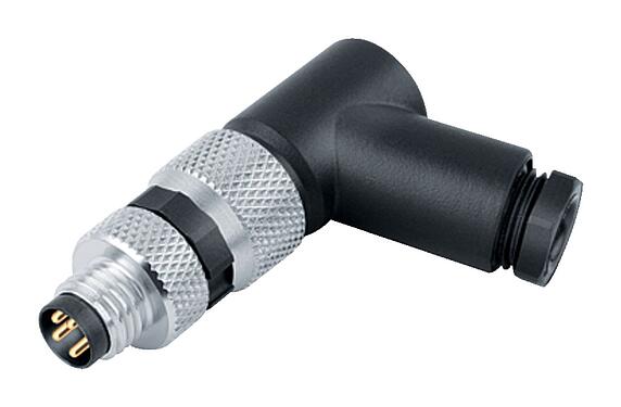 Illustration M8 Male angled connector, Contacts: 4, 3.5-5.0 mm, unshielded, screw clamp, IP67, UL 2238
