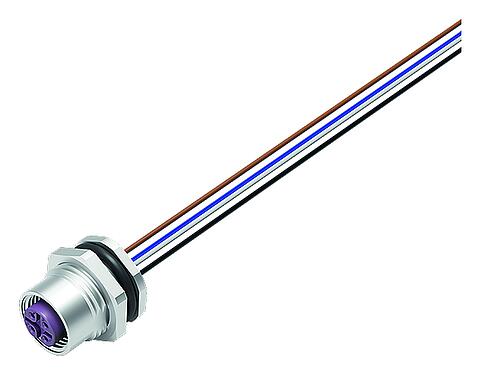 Illustration M12 Female panel mount connector, Contacts: 4, unshielded, single wires, IP68, UL 2238, PG 9, Rear mounting