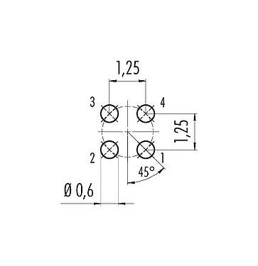 Disposición del conductor 86 8106 1100 00004 - M5 Toma de brida, Número de contactos: 4, sin blindaje, THT, IP67, UL 2238, M5x0,5, Montaje en pared