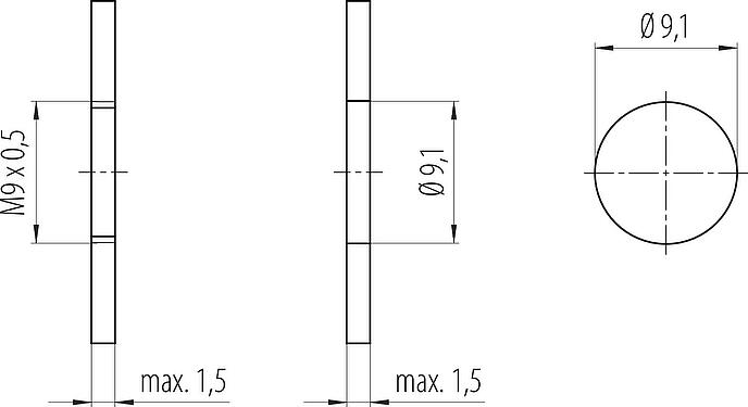 Instructions de montage / Découpe du panneau M9 Embase femelle, Contacts: 7, non blindé, THT, M9x0,5, Montage mural arrière