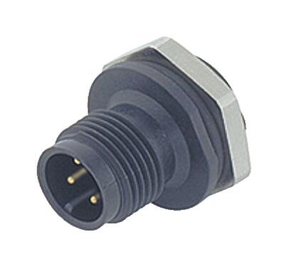 Illustration M12 Male panel mount connector, Contacts: 4, unshielded, solder, IP67, UL 2238, PG 9, Front mounting