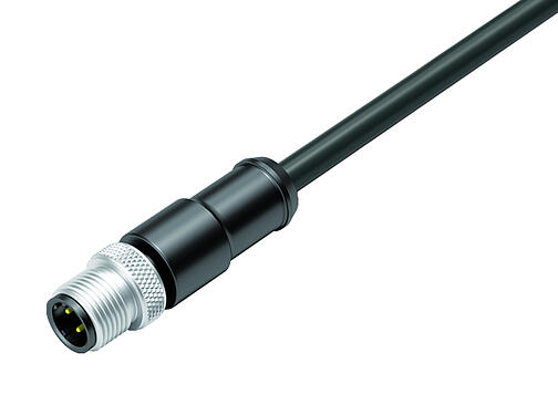 Ilustración 77 4529 0000 64704-0500 - M12 Conector de cable macho, Número de contactos: 4, blindado, moldeado en el cable, IP67, Ethernet CAT5e, TPE, negro, 2 x 2 x AWG 24, 5 m