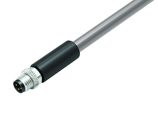 Illustration 77 3505 0000 20704-0500 - M8 Male cable connector, Contacts: 4, shielded, moulded on the cable, IP67, PVC, grey, 4 x 0.34 mm², 5 m