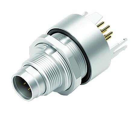 3D View 09 0427 35 08 - M9 IP67 Male panel mount connector, Contacts: 8, shieldable, THT, IP67, front fastened