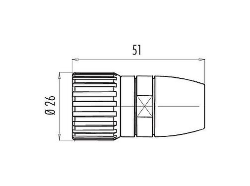 Scale drawing M23 Male cable connector, Contacts: 9, 6.0-10.0 mm, shieldable, solder (earthing sleeves with seal must be ordered separately), IP67