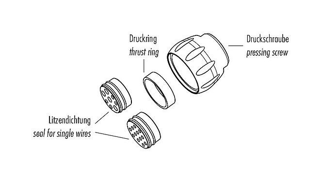 Scale drawing 08 3232 000 000 - Bayonet HEC - Strand seal for 12-pin flange connectors