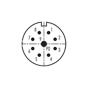 Disposición de los contactos (lado de la conexión) 99 4601 70 09 - M23 Conector macho en ángulo, Número de contactos: 9, 6,0-10,0 mm, sin blindaje, soldadura, IP67