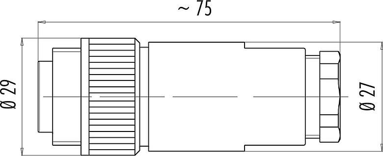 Dessin coté RD24 Connecteur mâle, Contacts: 6+PE, 10,0-12,0 mm, non blindé, pince à visser, IP67, UL, ESTI+, VDE, PG 13,5