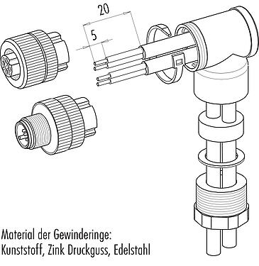 Assembly instructions 99 0430 162 04 - Male duo connector - female angled connector, Contacts: 4, 2 x 2: 1.0-3.0 mm / Ø 4.0-5.0 mm, unshielded, screw clamp, IP67