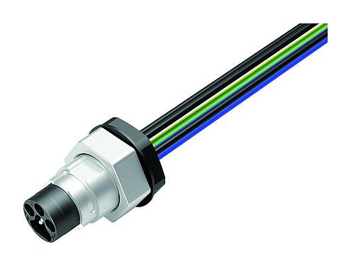 Illustration Baïonnette Embase mâle, Contacts: 6, blindable, fils, IP66/IP67, UL 2237, M20x1,5, Montage frontal