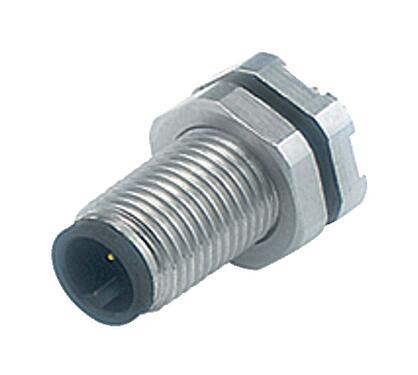 Illustration M5 Male panel mount connector, Contacts: 3, unshielded, THT, IP67, M5x0.5, Rear mounting, potted