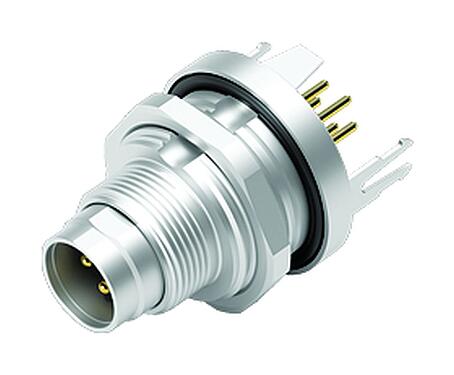 Illustration M9 Embase mâle, Contacts: 5, blindable, THT, IP67, M12x0,5, Montage mural arrière, coulé