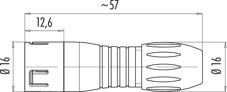 Dessin coté Snap-In Connecteur mâle, Contacts: 5, 2,5-4,0 mm, non blindé, souder, IP67, UL 2238, VDE