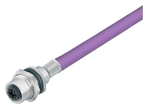 Illustration 70 4434 247 04 - M12 Embase femelle, Contacts: 2, blindé, assemblés avec câble, IP68, PG 9, Profibus, PUR, violet, 1 x 2 x 0,25 mm², Montage frontal, 0,5 m