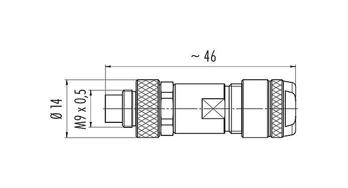 Dessin coté 99 0413 115 05 - M9 Connecteur mâle, Contacts: 5, 4,0-5,5 mm, blindable, souder, IP67