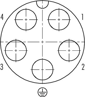 Disposition des contacts (Côté plug-in) Baïonnette Connecteur femelle, Contacts: 4+PE, 7,0-17,0 mm, non blindé, sertir (Les contacts à sertir doivent être commandés séparément), IP68/IP69K, UL 2238, VDE, résistant aux UV
